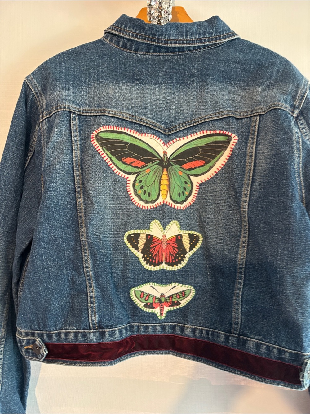 Mossimo Supply Co. Dark Blue woman’s ' Embroidered Denim Jacket